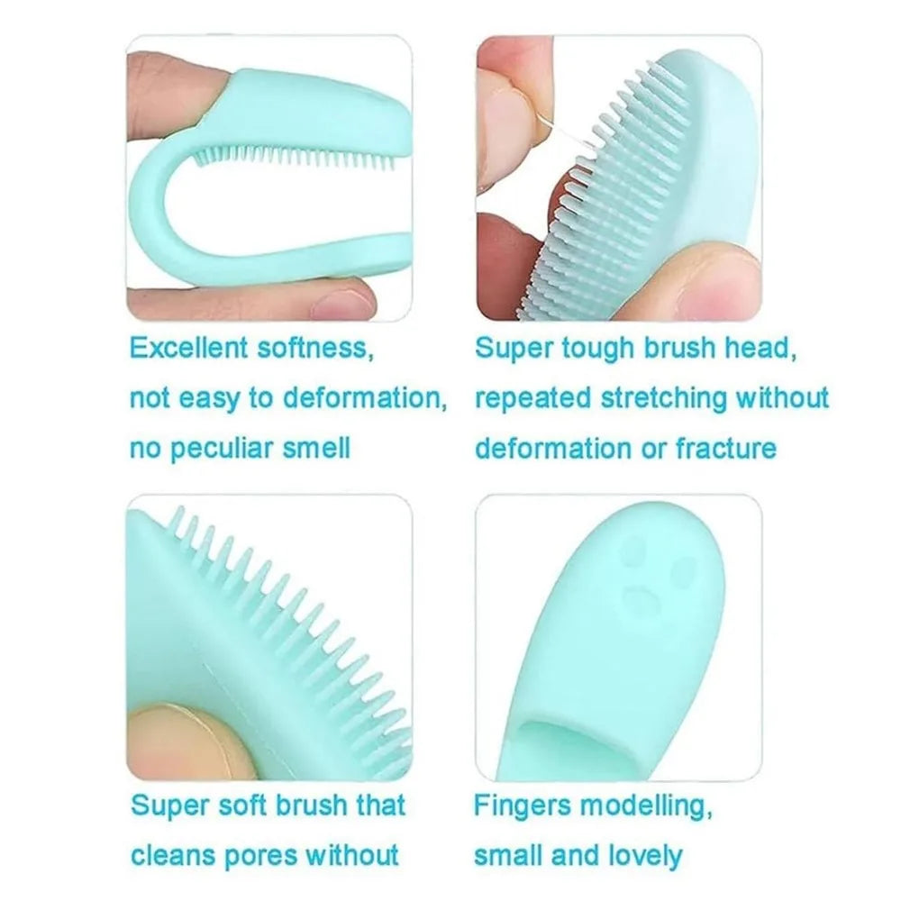 Cat Chin Brush | Soft Chin Brush For Pet | Soft Dog Cats Silicone Tooth Brush | Black Chin Cleaning Bristles Tool | Finger Clean