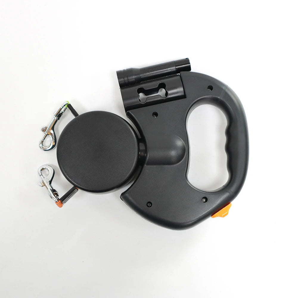 2-in-1 Retractable Dog Leash with Flashlight – Dual Pet Walking Leash