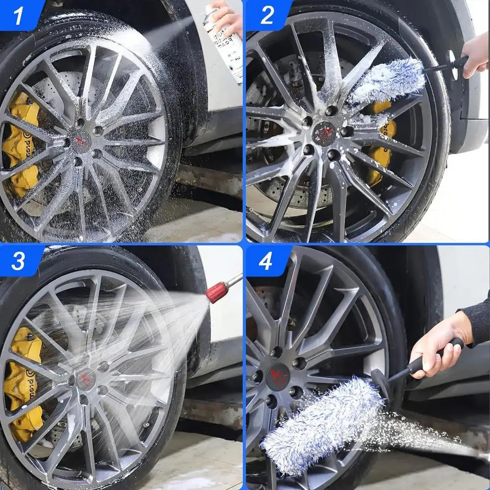Automotive Wheel Hub Brushes Ultrafine Fiber Dust Removal Duster Cleaning Tools Car Washing Supplies Car Wash Brush