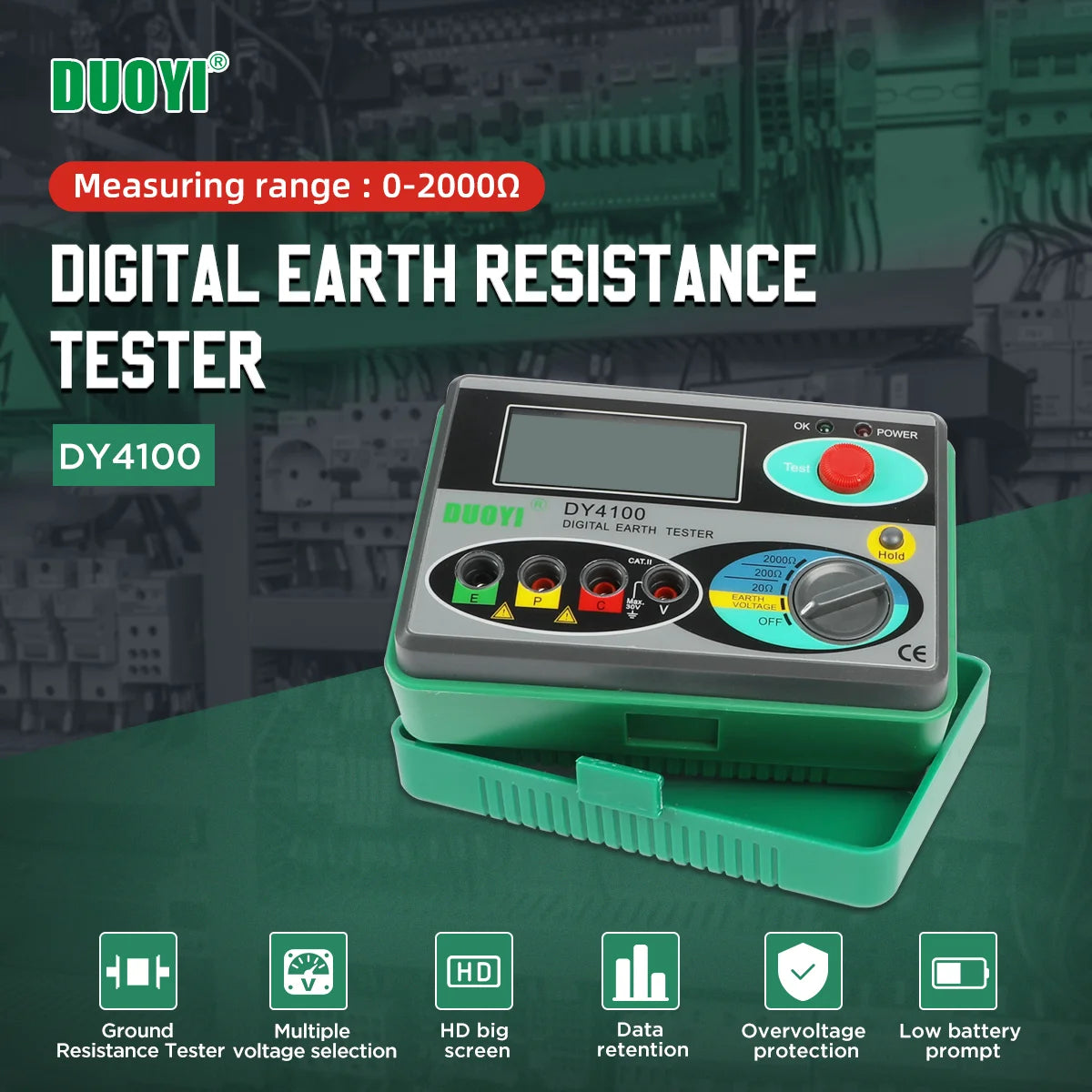 DUOYI DY4100 Digital Resistance Tester – Earth Ground Meter & High-Accuracy Multimeter for Power Systems