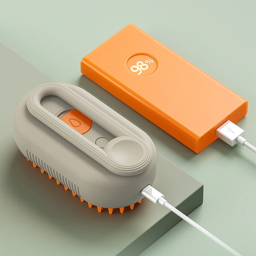 3-in-1 Pet Steam Brush | Electric Grooming & Massage Comb (USB Rechargeable)