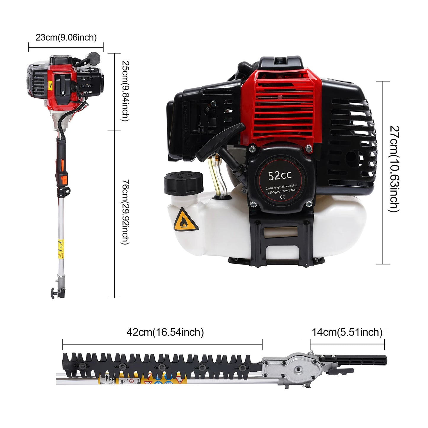 Trimmer Brush Cutter 52cc 2 Stroke Grass Wacker Weed Eater Lawn Mower Gas Power