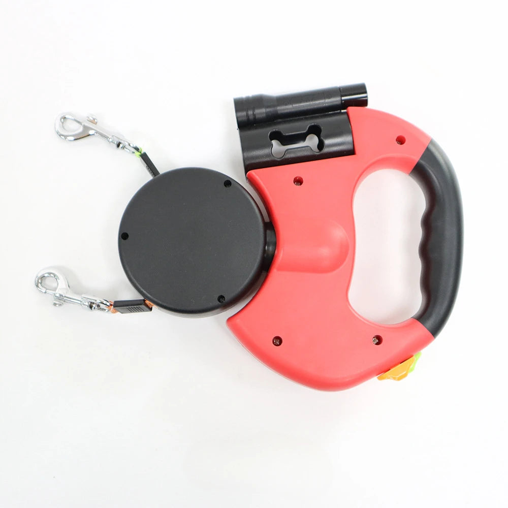 2-in-1 Retractable Dog Leash with Flashlight – Dual Pet Walking Leash