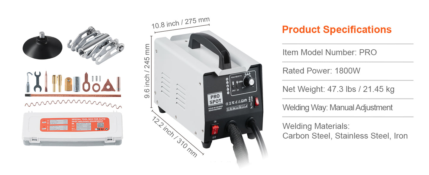 SucceBuy Stud Welder Repair Kit 1.8KW Auto Body Spot Welding Dent Puller Machine with 7 Welding Modes for Car Truck Dent Repair