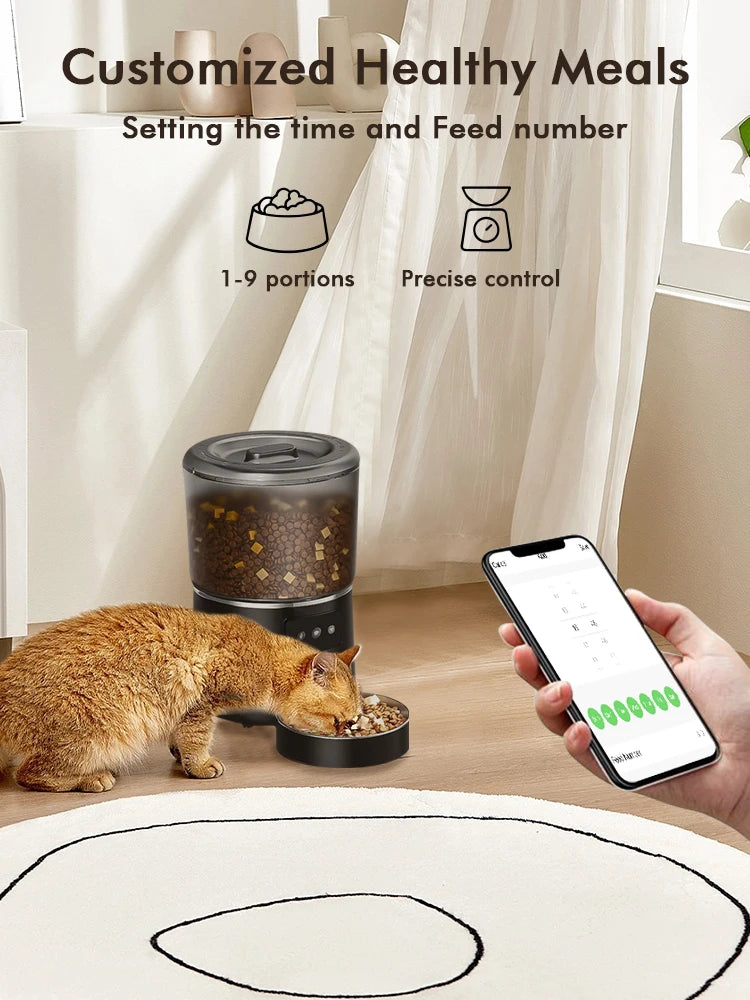 NPET 4L Automatic Smart Pet Feeder – Stainless Steel Bowl, Customizable 1–9 Portions for Cats & Dogs