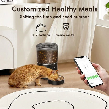 NPET 4L Automatic Smart Pet Feeder – Stainless Steel Bowl, Customizable 1–9 Portions for Cats & Dogs