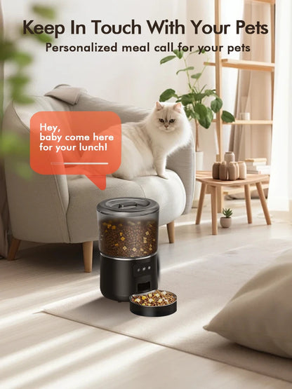 NPET 4L Automatic Smart Pet Feeder – Stainless Steel Bowl, Customizable 1–9 Portions for Cats & Dogs