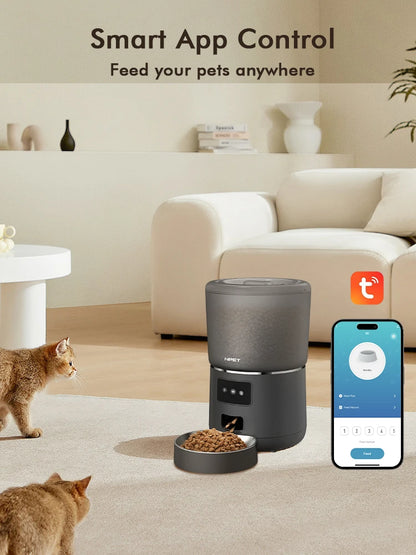 NPET 4L Automatic Smart Pet Feeder – Stainless Steel Bowl, Customizable 1–9 Portions for Cats & Dogs