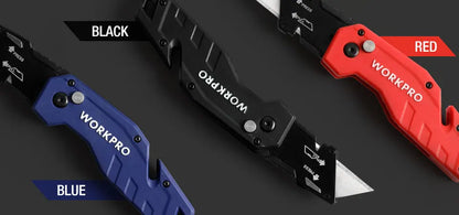 WORKPRO Folding Utility Knife Quick Change Blade Folding Knife Outdoor Camping Tool 10pcs blades included
