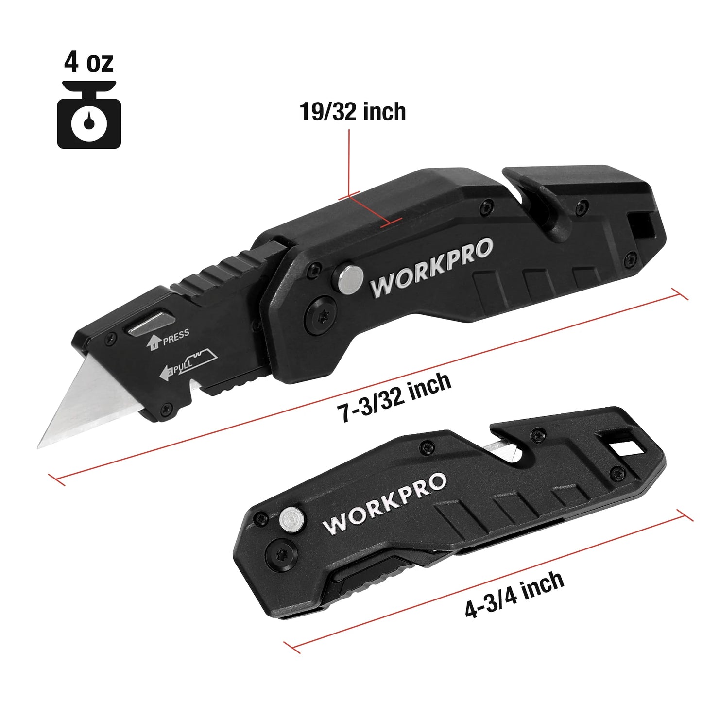 WORKPRO Folding Utility Knife Quick Change Blade Folding Knife Outdoor Camping Tool 10pcs blades included