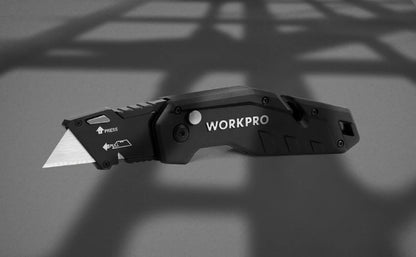 WORKPRO Folding Utility Knife Quick Change Blade Folding Knife Outdoor Camping Tool 10pcs blades included