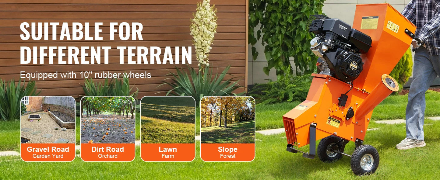 VEVOR Wood Chipper Shredder Mulcher Heavy Duty Gas Powered 4.1/8.6KW Engine Woodchipper Fast Wood Chipping Chopping for Forestry