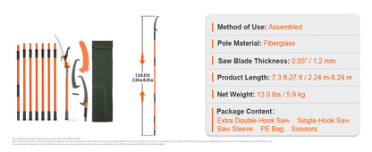 SucceBuy Manual Pole Saw Extendable Tree Pruner Sharp Steel Blade for Branches Trimming with Lightweight Aluminum Alloy Handle