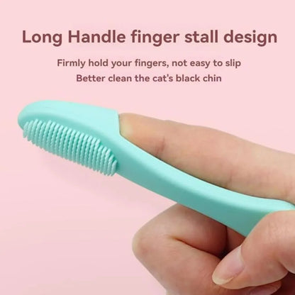 Cat Chin Brush | Soft Chin Brush For Pet | Soft Dog Cats Silicone Tooth Brush | Black Chin Cleaning Bristles Tool | Finger Clean
