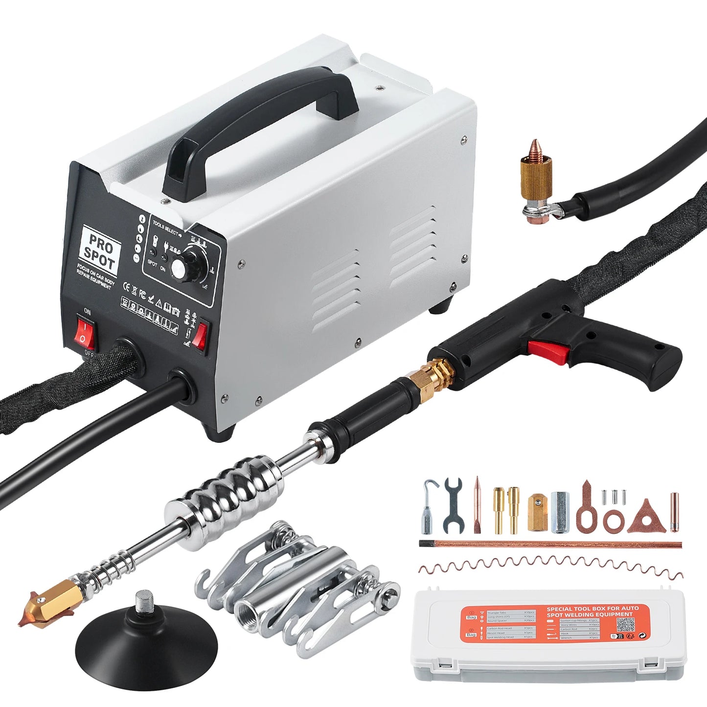 SucceBuy Stud Welder Repair Kit 1.8KW Auto Body Spot Welding Dent Puller Machine with 7 Welding Modes for Car Truck Dent Repair