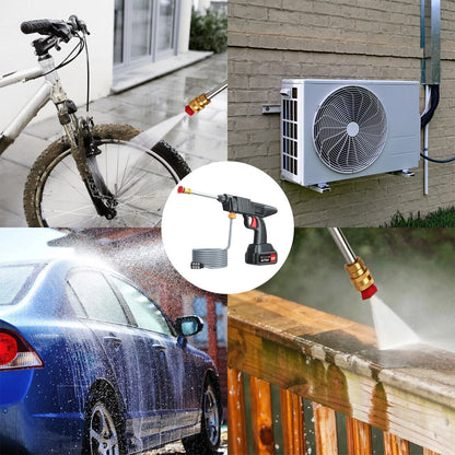 450W Cordless Electric Pressure Washer – Portable High Power Cleaner with 2×1200mAh Batteries & Charger for Car, Garden & Home