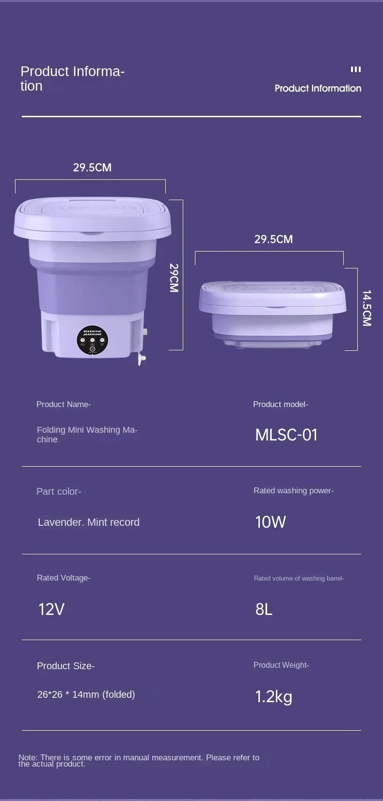Portable 8L Folding Washing Machine