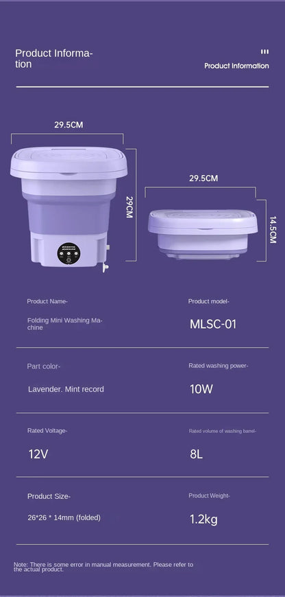 Portable 8L Folding Washing Machine