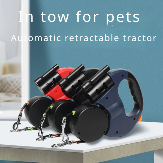 2-in-1 Retractable Dog Leash with Flashlight – Dual Pet Walking Leash