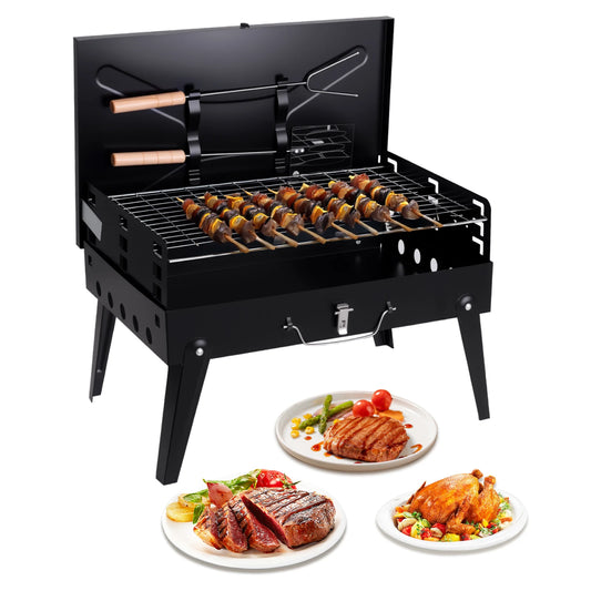 Portable Foldable Charcoal BBQ Grill – Adjustable Height, Compact & Easy to Clean for Camping