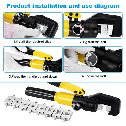 4-70mm² Hydraulic Crimping Pliers YQK-70 Pressure 8T Home Hydraulic Tools Hydraulic Pliers DIY Cable Terminal Crimping Pliers