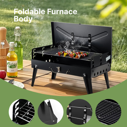 Portable Foldable Charcoal BBQ Grill – Adjustable Height, Compact & Easy to Clean for Camping