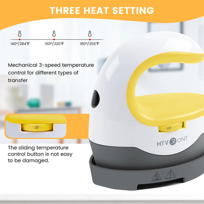 HTVRONT 2nd Gen Portable MINI Heat Press Machine DIY Auto Easy Heating Transfer Iron On HTV for Clothes Bags Shoes Hat T-shirts