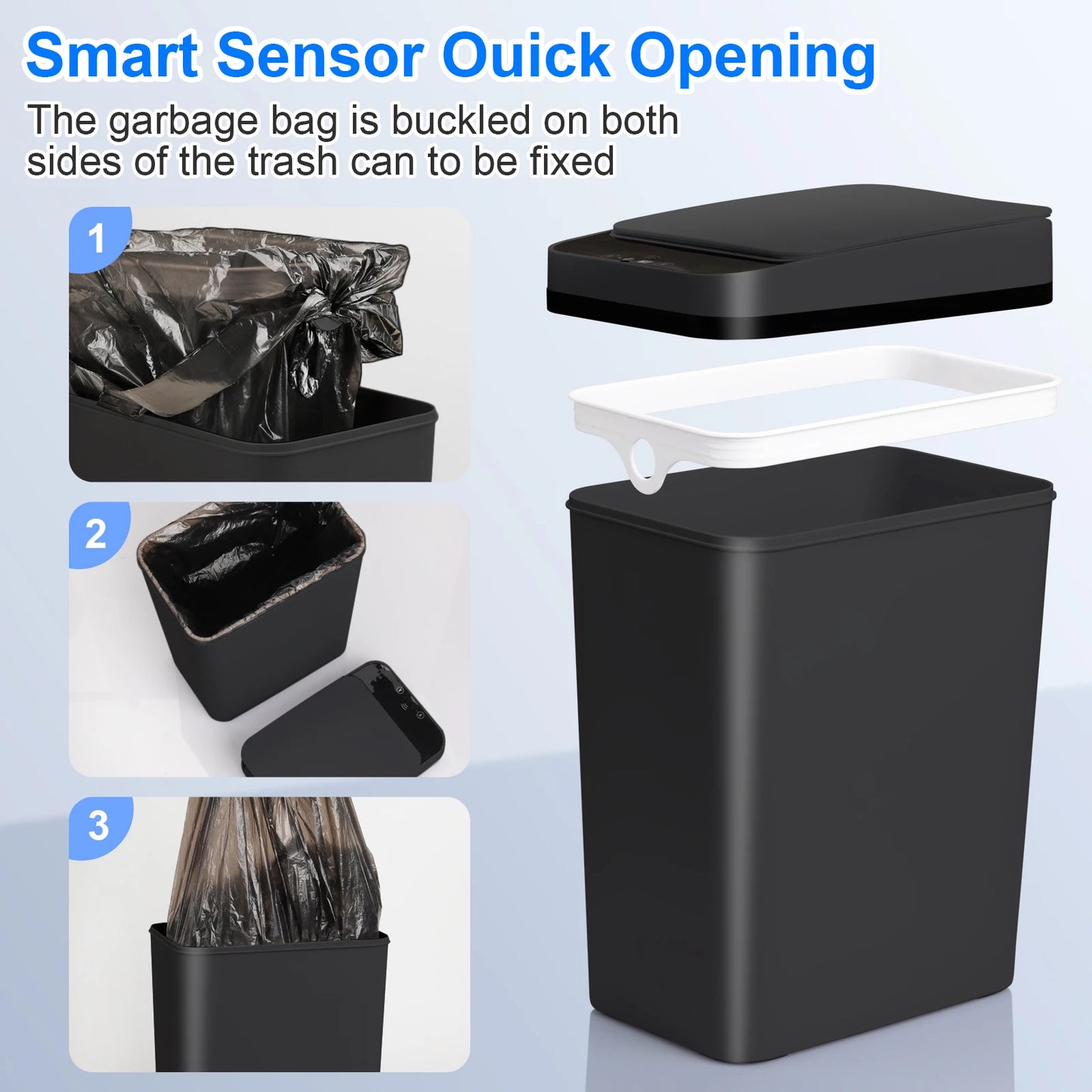 2 Pack – 12L Automatic Touchless Trash Can