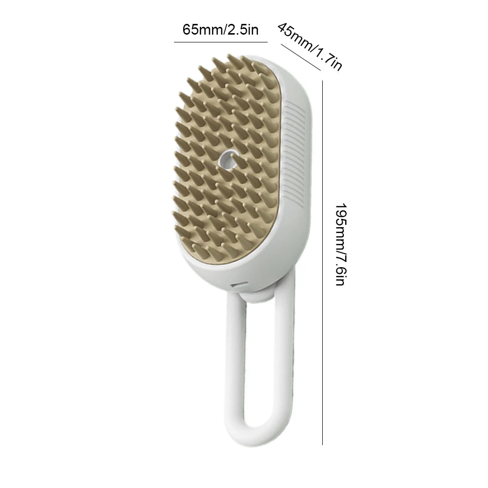 3-in-1 Pet Steam Brush | Electric Grooming & Massage Comb (USB Rechargeable)