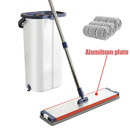 Floor Mop with Dual-Bucket System – Separates Clean & Dirty Water, Hands-Free Easy Cleaning.