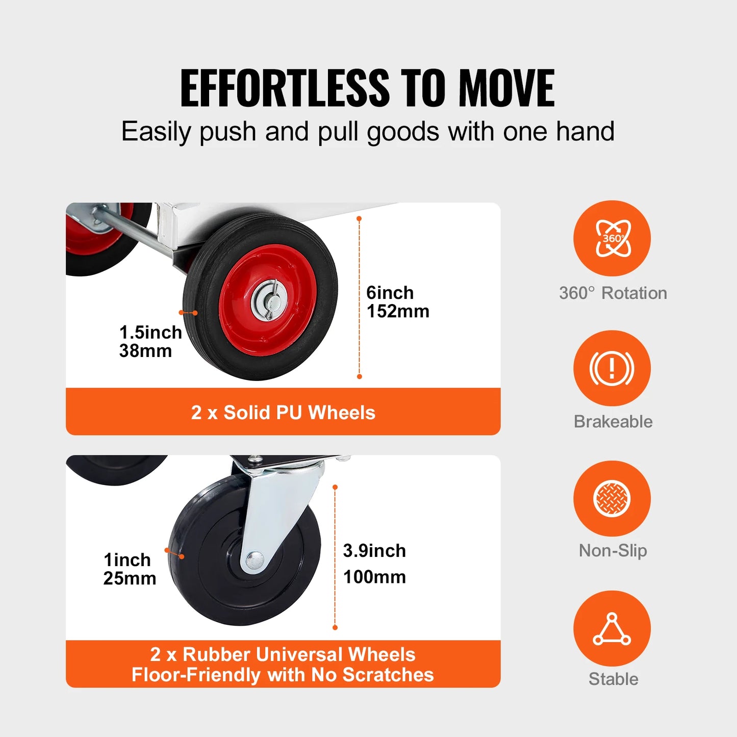 SucceBuy Folding Hand Truck Aluminum Heavy Duty Industrial Collapsible Dolly Cart for Transport Moving in Warehouse Supermarket