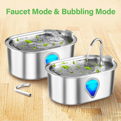 3.5L Automatic Pet Water Dispenser – Stainless Steel Cat Fountain with LED Light