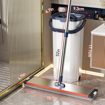 Floor Mop with Dual-Bucket System – Separates Clean & Dirty Water, Hands-Free Easy Cleaning.