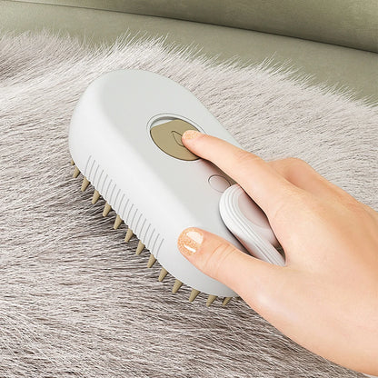 3-in-1 Pet Steam Brush | Electric Grooming & Massage Comb (USB Rechargeable)