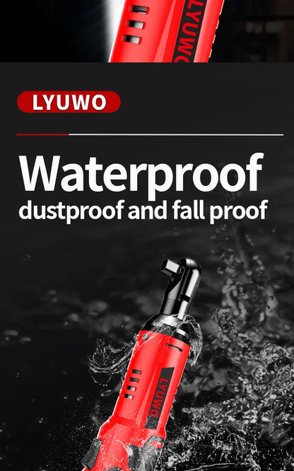 LYUWO 3/8 Rechargeable Electric , Ratchet Set, Angle Drill, Screwdriver To Remove Screw Nut, Automobile Maintenance Tool 2 Batte