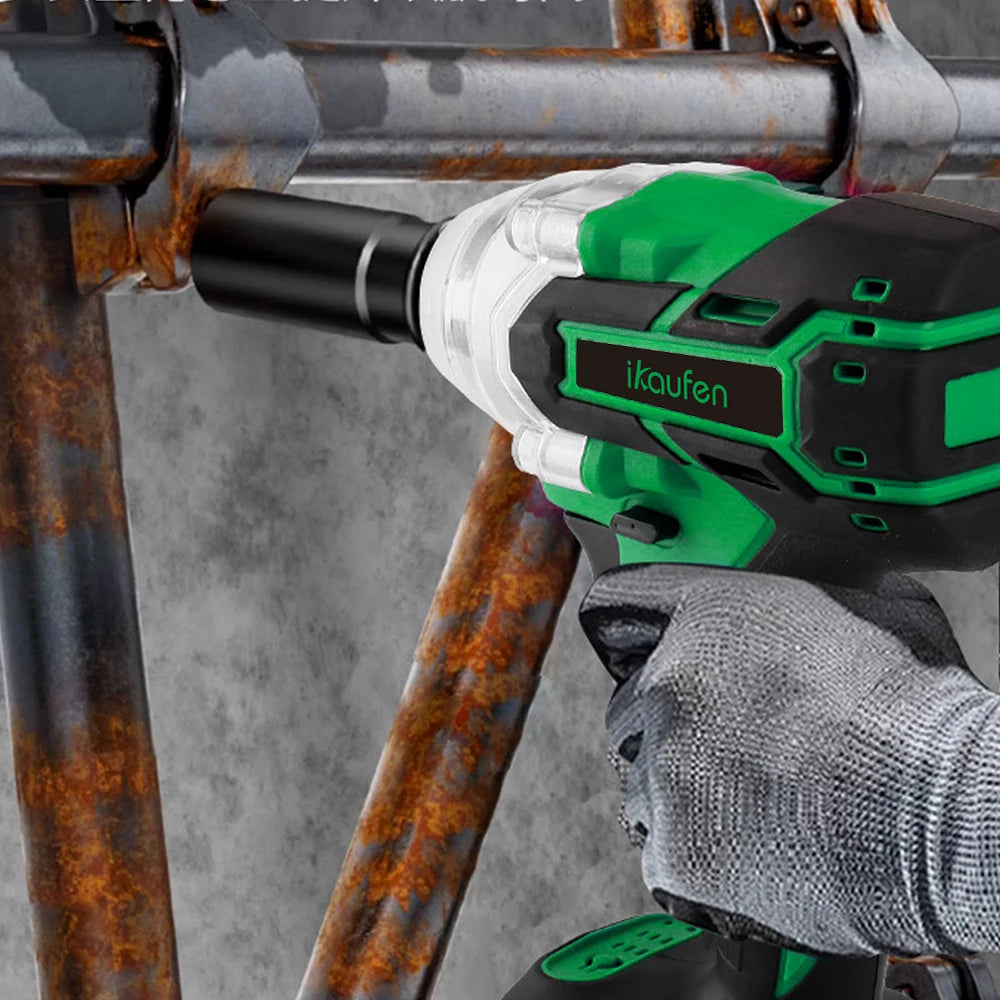 380N Large Torque Brushless Electric Wrench 21V Industrial Lithium Battery Charging for Cow Rack Woodworking Auto Repair
