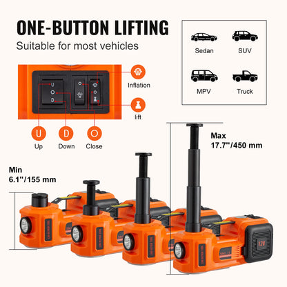 VEVOR Electric Car Jack 5 Ton Hydraulic Jack with Electric Impact Wrench Portable Car Lift  for SUV MPV Sedan Truck Change Tires