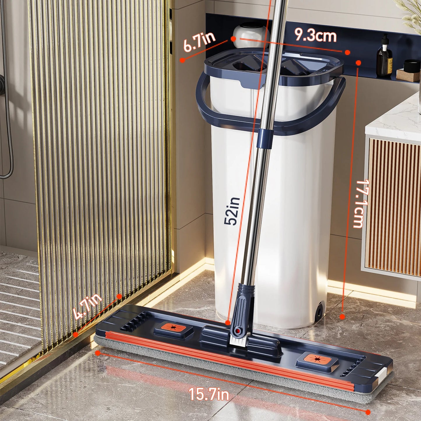 Floor Mop with Dual-Bucket System – Separates Clean & Dirty Water, Hands-Free Easy Cleaning.