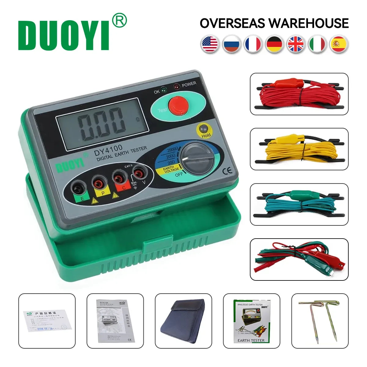 DUOYI DY4100 Digital Resistance Tester – Earth Ground Meter & High-Accuracy Multimeter for Power Systems