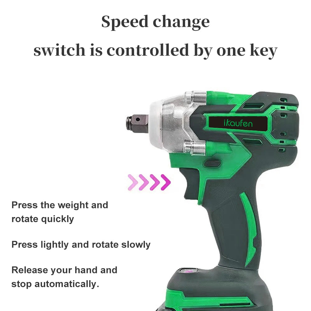 380N Large Torque Brushless Electric Wrench 21V Industrial Lithium Battery Charging for Cow Rack Woodworking Auto Repair