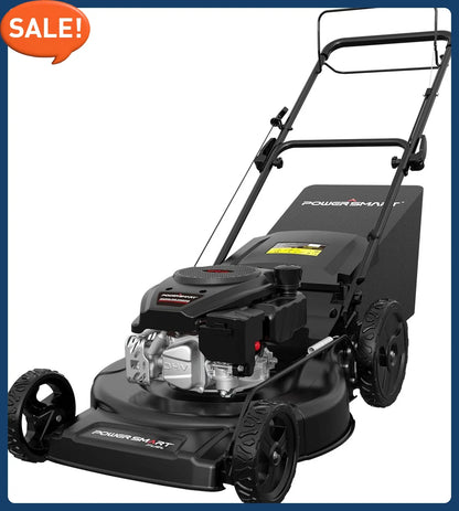 Self Propelled Gas Lawn Mower, 22 in. 170cc OHV Engine 3-in-1 Rear Wheel Drive, High Wheels, 6-Position Height Adjustment, Black