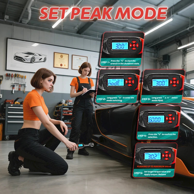 MoveCrab Digital Torque Wrench 0.6-85Nm Range with Dual Direction Ratchet±2% Accuracy with Vibration Buzzer LED Alert