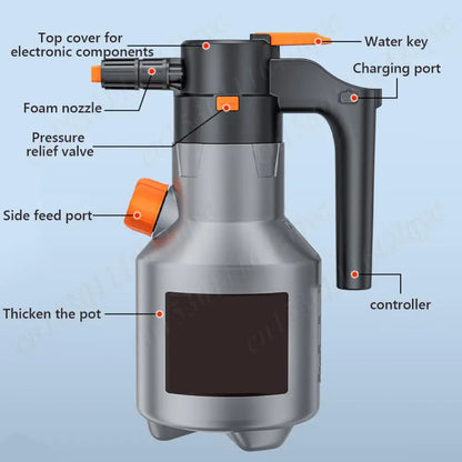 2L Rechargeable Electric Foam Sprayer – Handheld Snow Foam Cannon for Car Wash & Garden Use