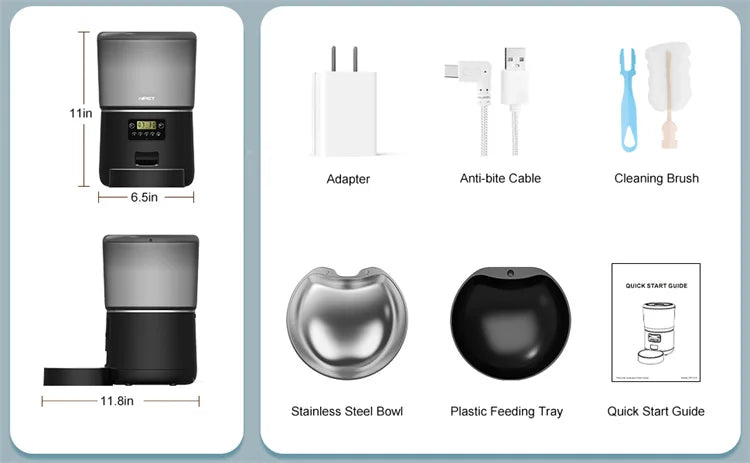 NPET 4L Automatic Smart Pet Feeder – Stainless Steel Bowl, Customizable 1–9 Portions for Cats & Dogs