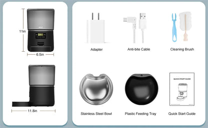 NPET 4L Automatic Smart Pet Feeder – Stainless Steel Bowl, Customizable 1–9 Portions for Cats & Dogs
