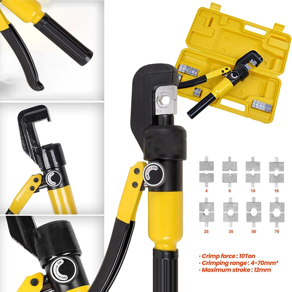 4-70mm² Hydraulic Crimping Pliers YQK-70 Pressure 8T Home Hydraulic Tools Hydraulic Pliers DIY Cable Terminal Crimping Pliers