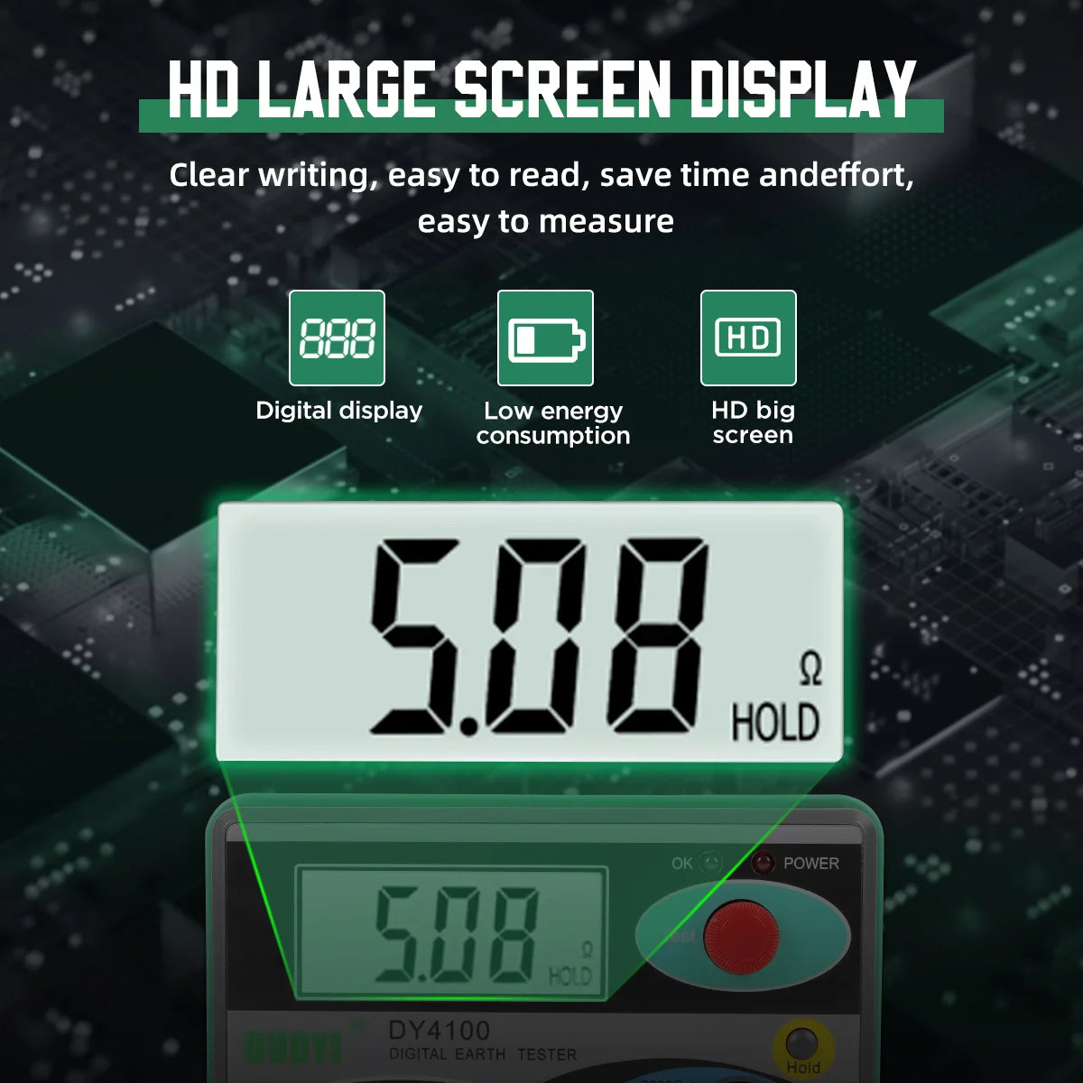 DUOYI DY4100 Digital Resistance Tester – Earth Ground Meter & High-Accuracy Multimeter for Power Systems