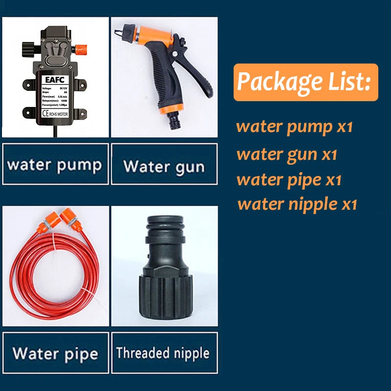 12V Portable Car Wash High Pressure Washer Gun Pump – Electric Auto Cleaning Machine
