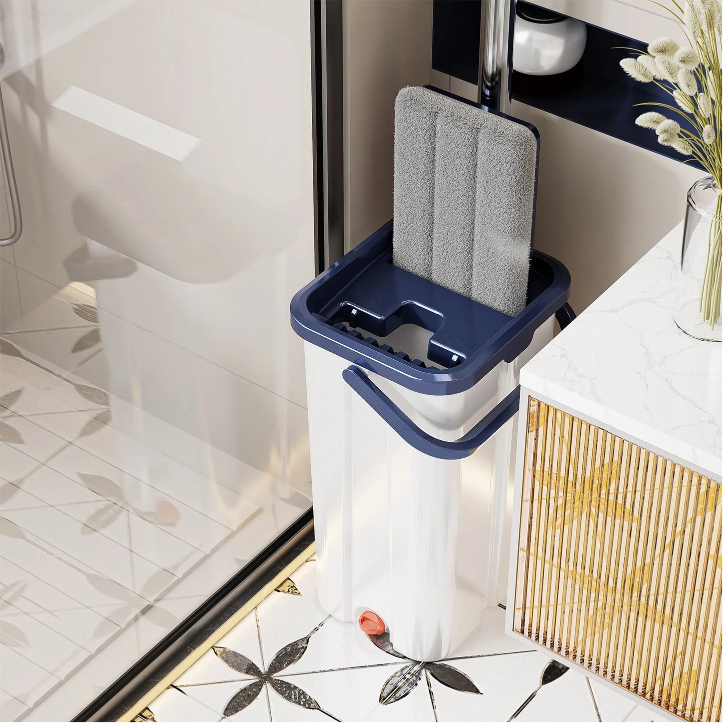 Floor Mop with Dual-Bucket System – Separates Clean & Dirty Water, Hands-Free Easy Cleaning.