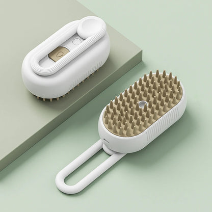 3-in-1 Pet Steam Brush | Electric Grooming & Massage Comb (USB Rechargeable)